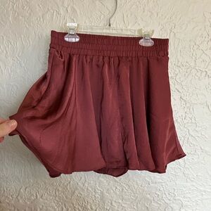 Silky Burgundy Shorts - Boutique